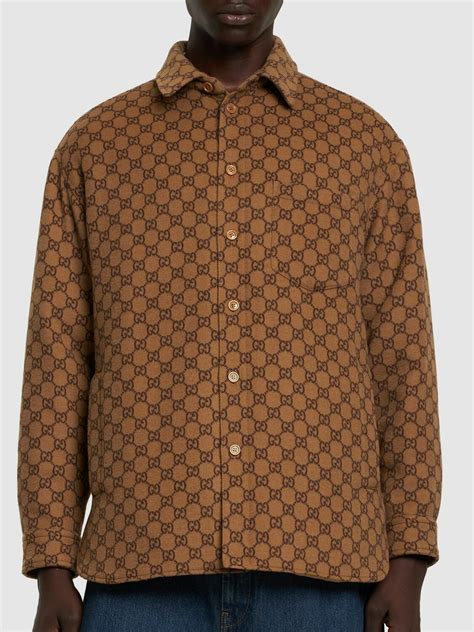 gucci brushed gg wool flannel jacket|Brushed gg wool flannel jacket .